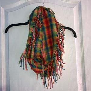 Plaid Infinity Scarf w/ Fringe